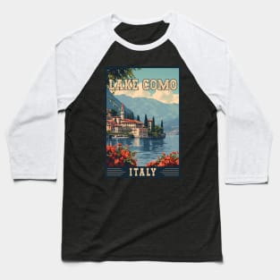 Lake Como In Italy Majestic View Travel Art Baseball T-Shirt